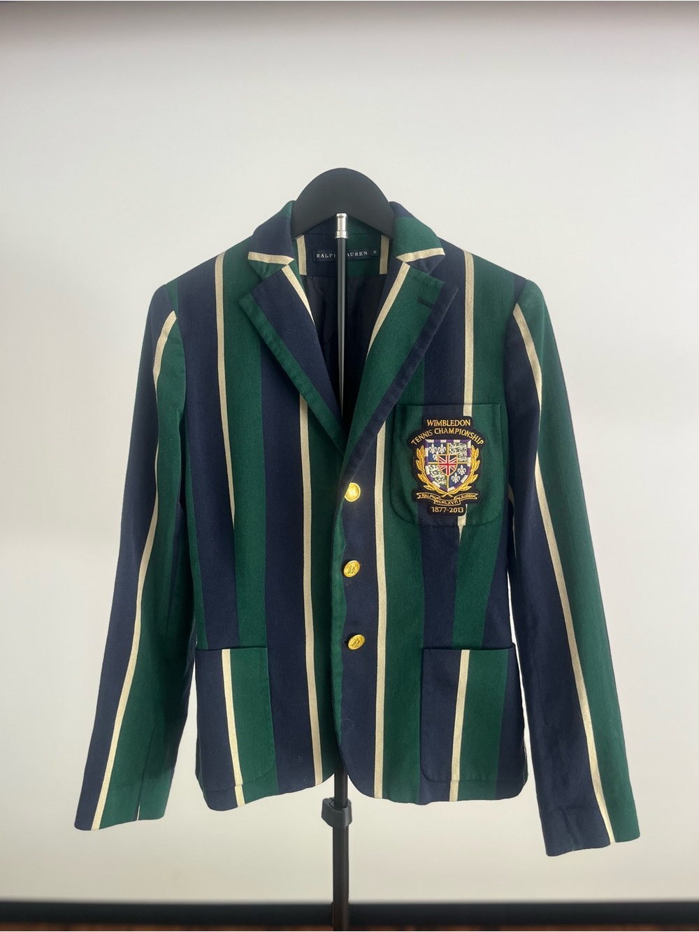 Official Wimbledon Ball Boy Ralph Lauren Green, Navy & White Striped Crest Blaze